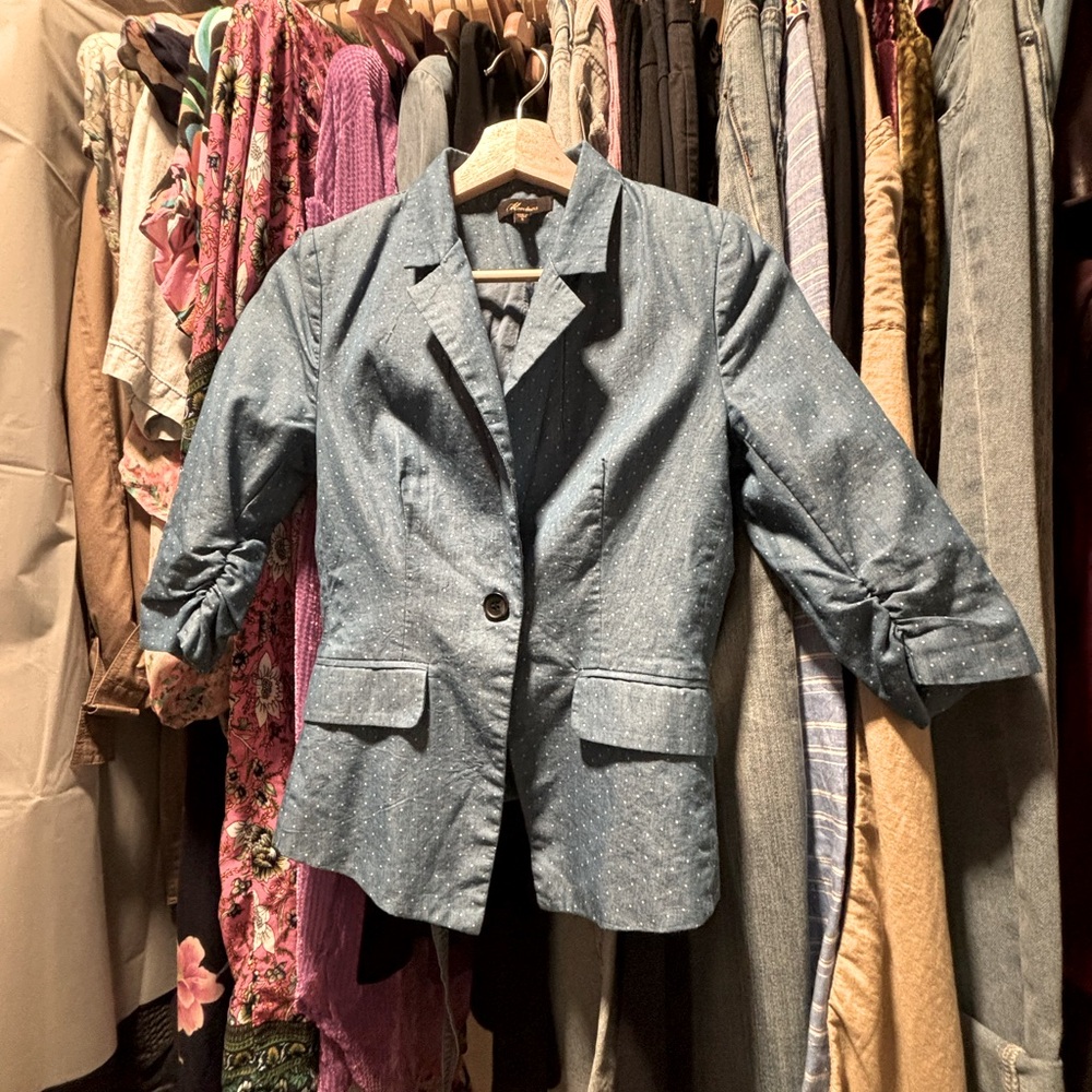 Monteau Chambray Polka Dot Blazer